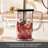 " Karaca Mastermaid Küchenroboter aus Stahlglas, Langer Mixer 8 ın 1, 2500 W, Galaxy Grey "