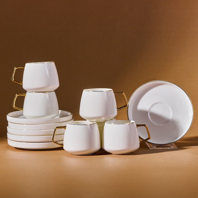 " Karaca Streamline Saturn Kaffeetassen-Set für 6 Personen Gold "