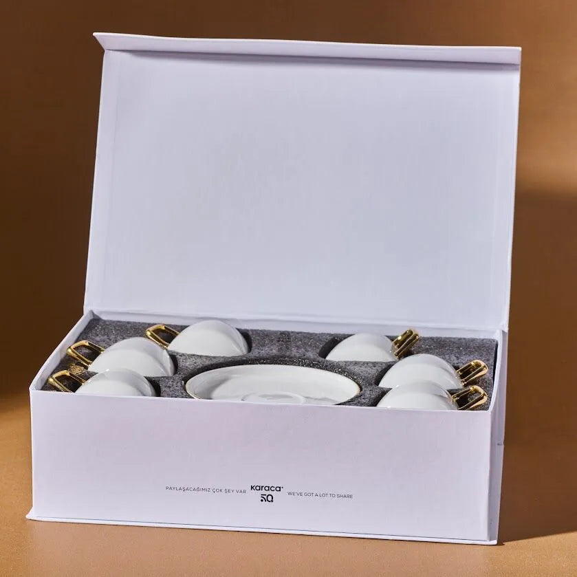 " Karaca Streamline Saturn Kaffeetassen-Set für 6 Personen Gold "
