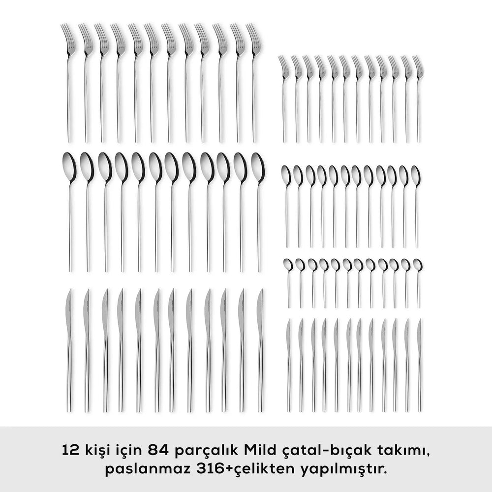 " Karaca Mild 84-teiliges 316+ Premium Besteckset für 12 Personen "