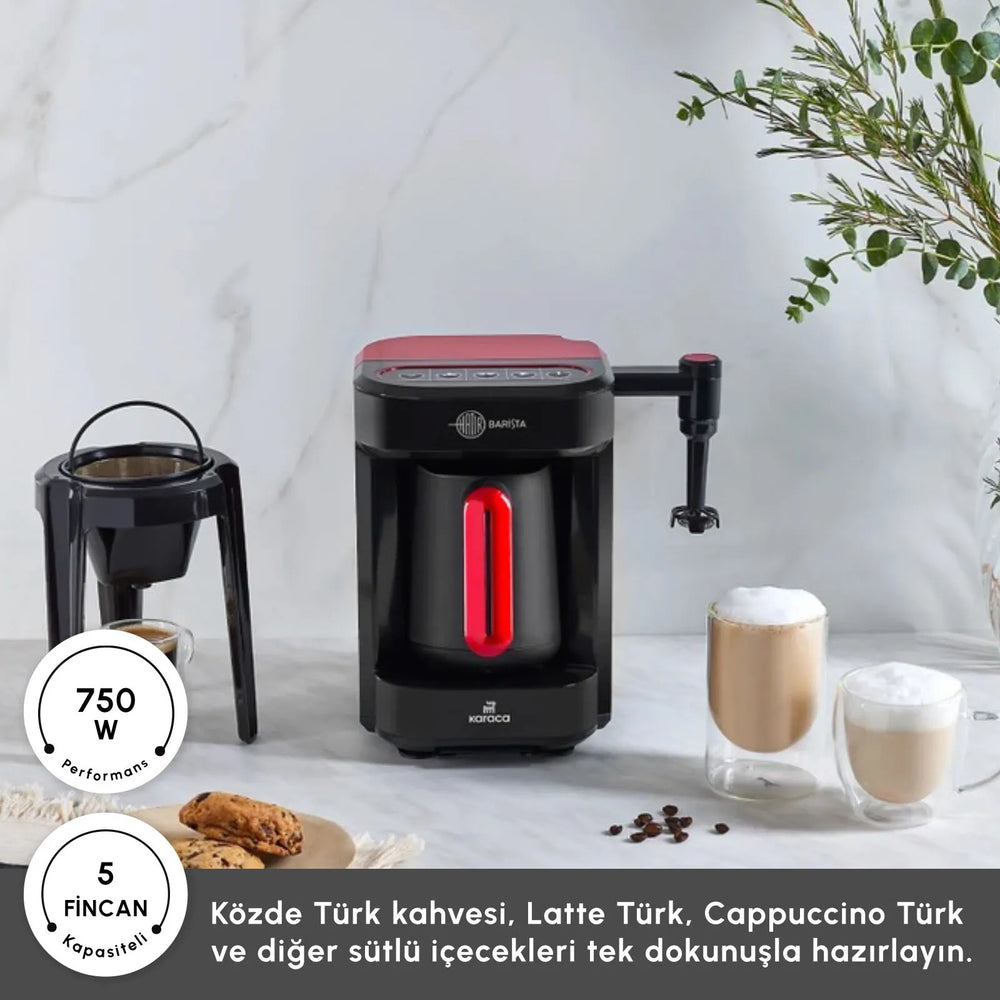 " Karaca Hatır Barista Latte und Türkische Kaffeemaschine Imperial Red "