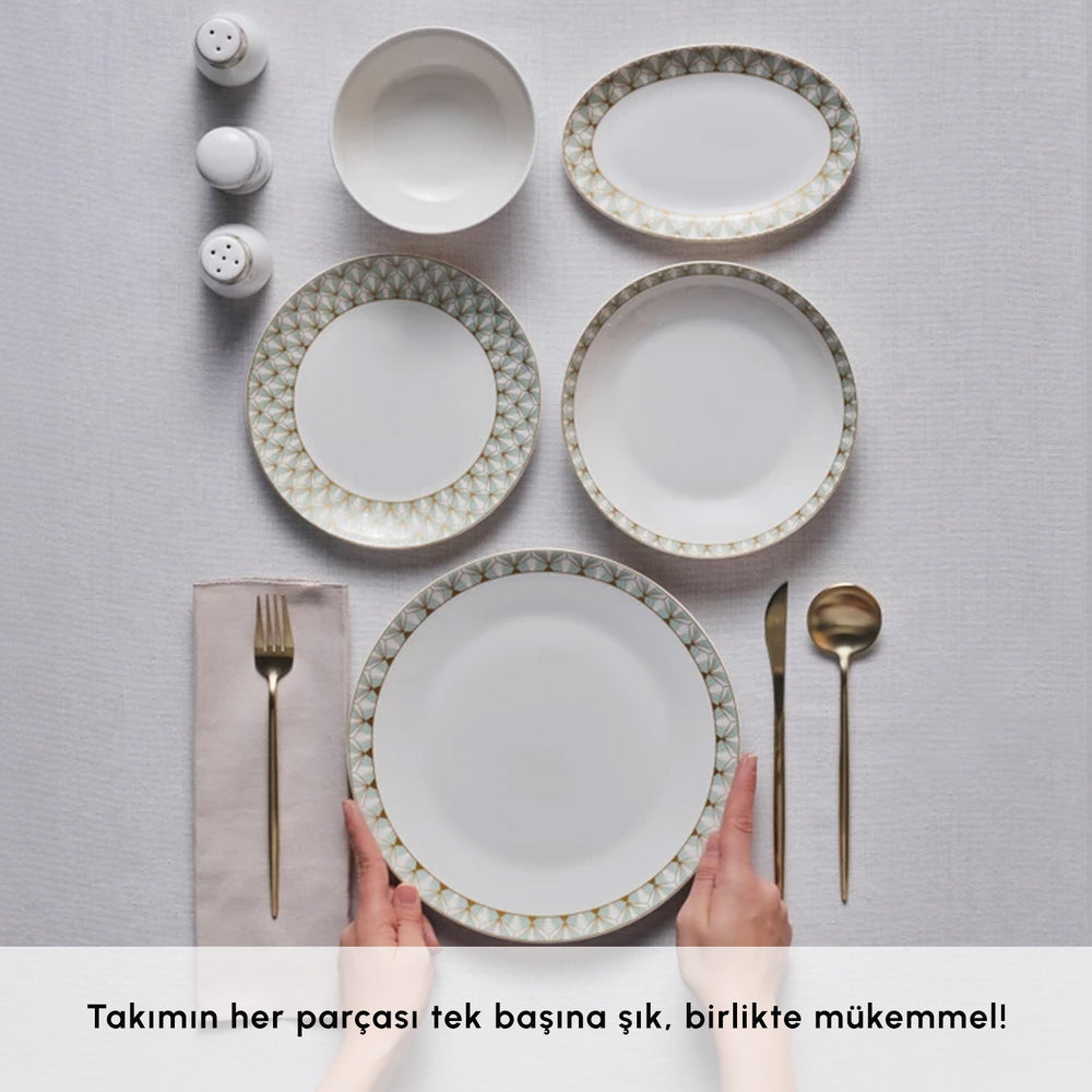 " Karaca Forever Bone Emerald, 53-teiliges Tafelservice für 12 Personen "