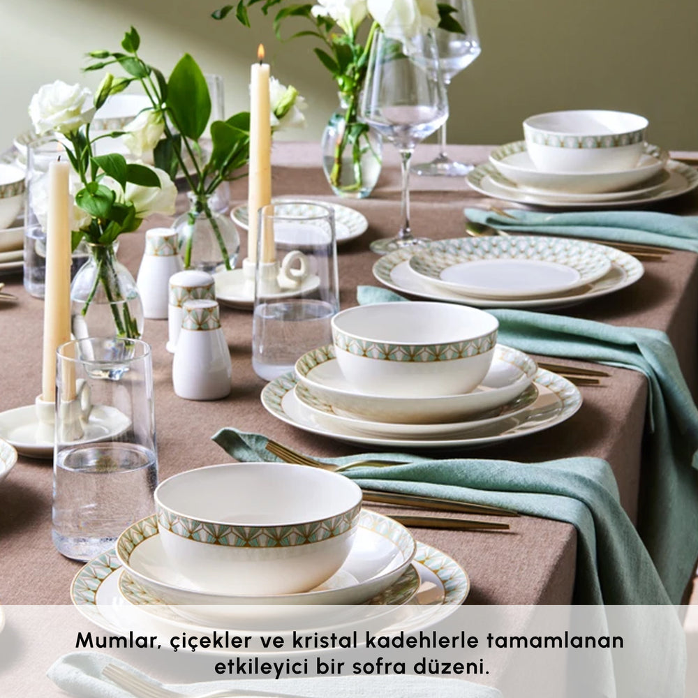 " Karaca Forever Bone Emerald, 53-teiliges Tafelservice für 12 Personen "