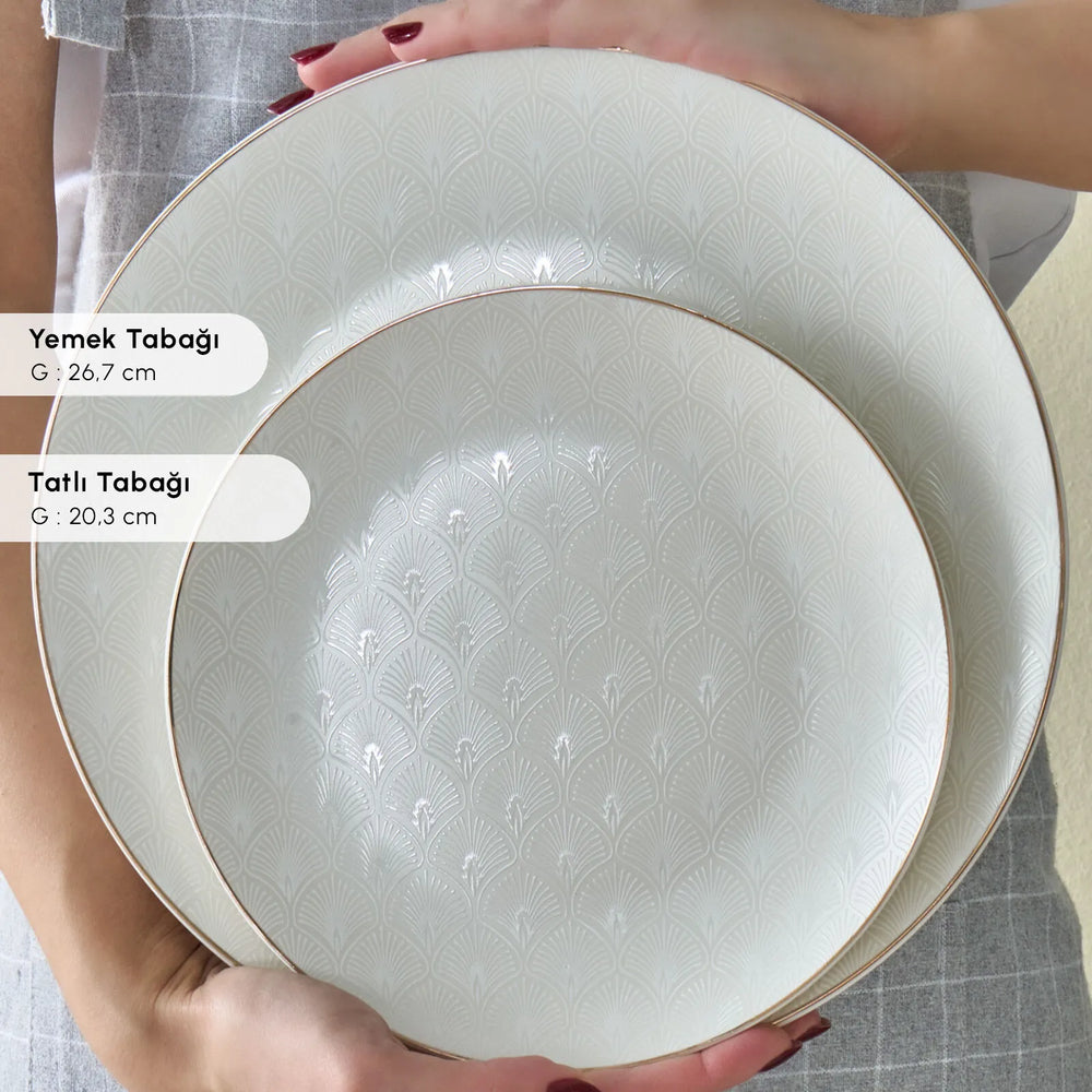 " Karaca Elegance Bone Mandarin 53-teiliges Tafelservice für 12 Personen Gold "