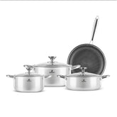 Karaca 3Ply Edelstahl Guardian 7-teiliges Kochgeschirr-Set Induktion Silber