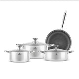 Karaca 3Ply Edelstahl Guardian 7-teiliges Kochgeschirr-Set Induktion Silber