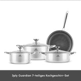 Karaca 3Ply Edelstahl Guardian 7-teiliges Kochgeschirr-Set Induktion Silber