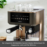 Karaca MyCaffe Barista S10 Automatische Siebträger Maschine mit integriertem Milchbehälter – Walnut Brown