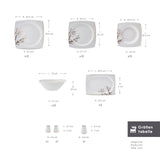 Karaca Square Bone China Autumn 53-teiliges Tafelservice für 12 Personen Weiss Mehrfarbig