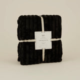 Karaca Stripe Sherpa Schwarze Decke 150x200