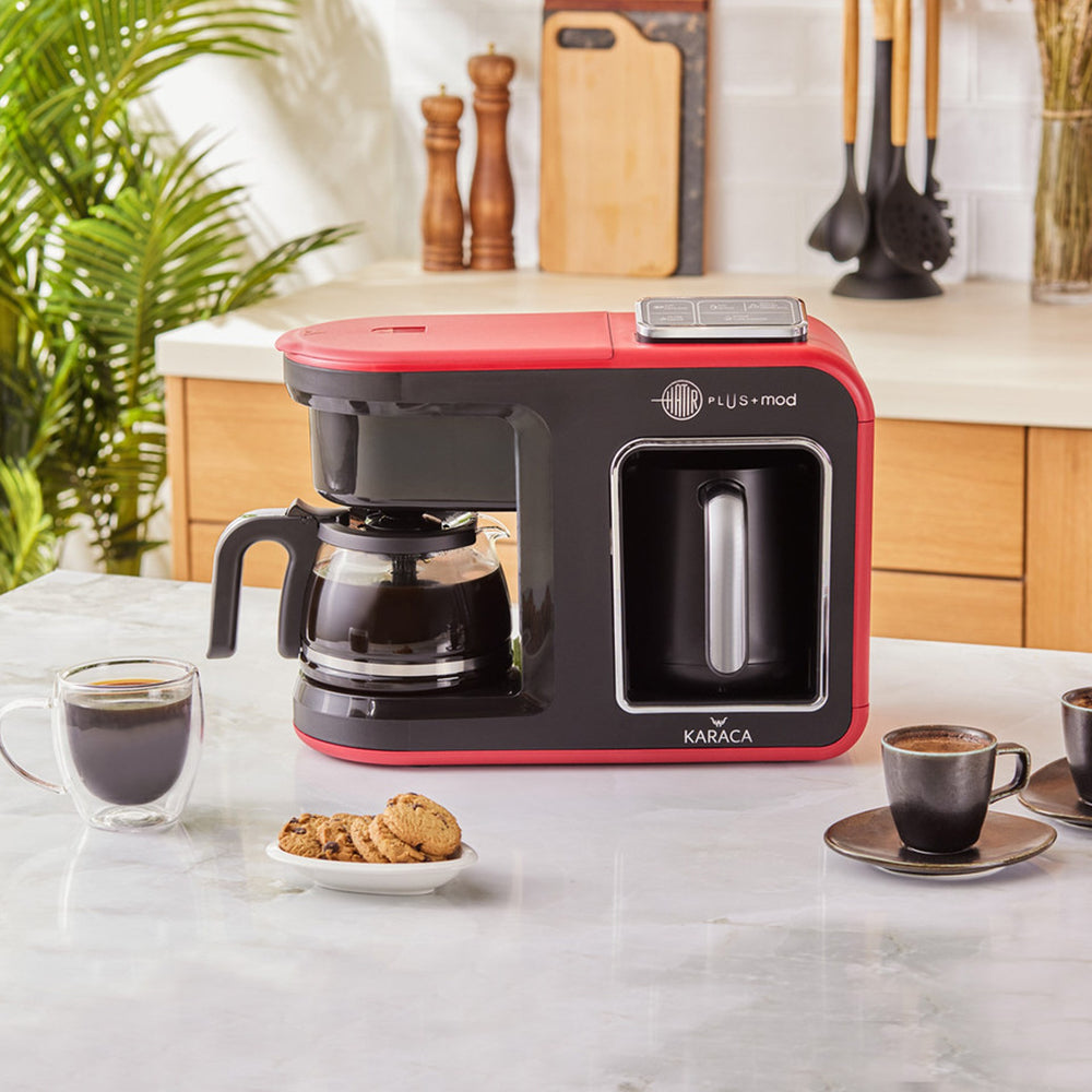 " Karaca Hatır Plus Mod 5 in 1 Tee-und Kaffeemaschine/bereiter Rot, 1385W "