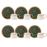 " Karaca Verde 12-teiliges Porzellan Espresso Türkischer Kaffeetassen-Set für 6 Personen, 100 ml, Mehrfarbig "