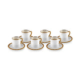 " Karaca Boncuk 12-teiliges Bone China Espresso Türkisch-Kaffeetassen-Set für 6 Personen, 80 ml, Weiß Gold "