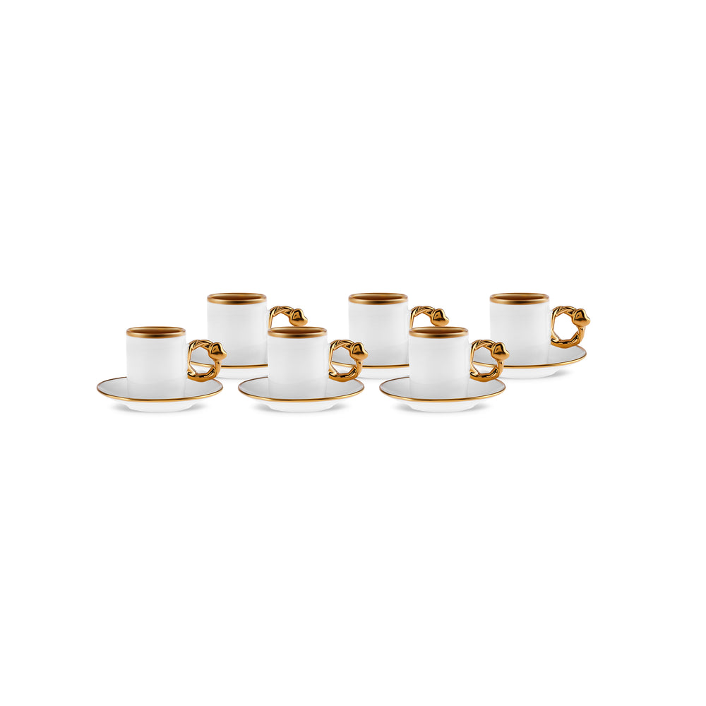 " Karaca Herzförmiges Kaffeetassen-Set für 6 Personen – 80 ml "