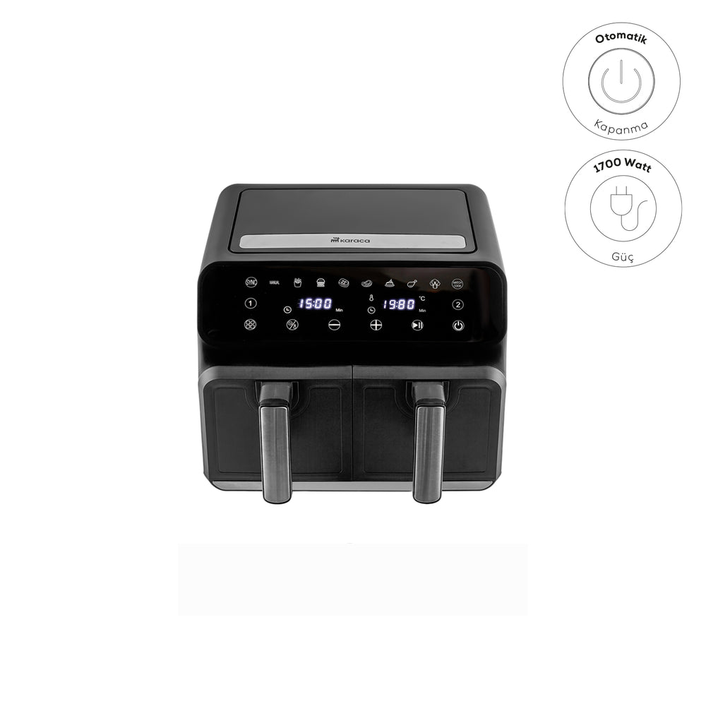 " Karaca Multifry XXXL 4+4 Liter digitaler Airfryer mit zwei Kammern "