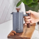 " Karaca Doppelwand Grau Marmor Dunkel Kastanie French Press 350 ml "
