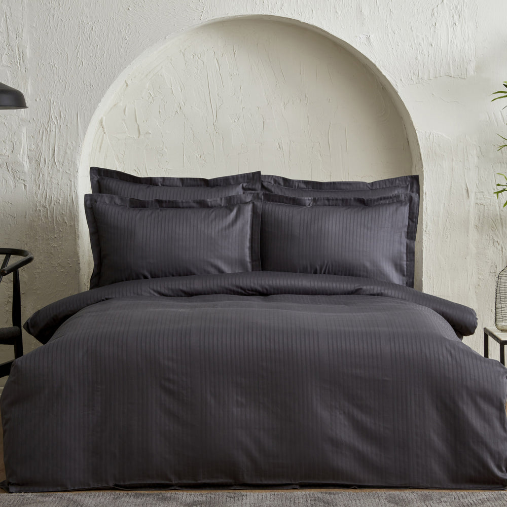 " Karaca Home Uniq 100% Baumwolle Sateen Doppel Bettbezug Set Anthrazit "