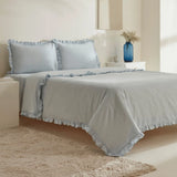 " Karaca Home Pure Ruffle 100% Baumwolle Doppelbett-Bettwäsche-Set Hellblau "