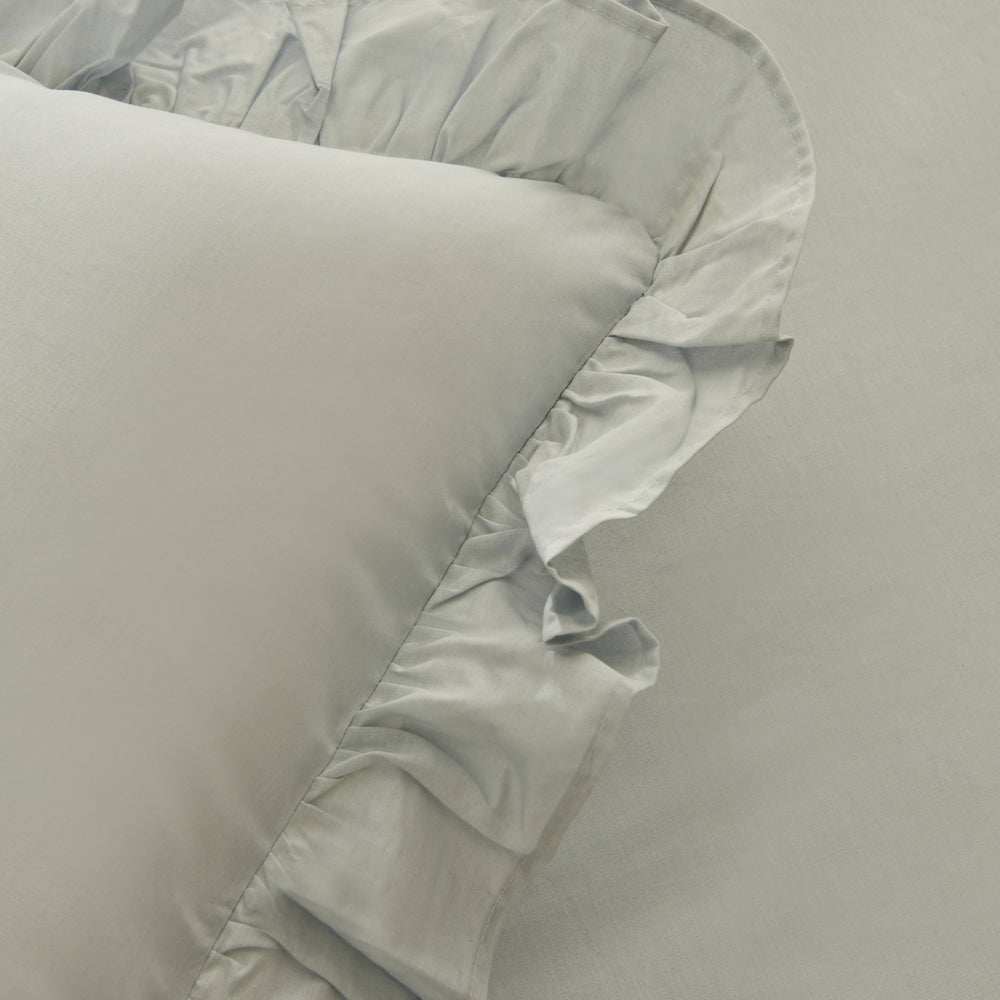 " Karaca Home Pure Ruffle 100% Baumwolle Doppelbett-Bettwäsche-Set Hellblau "