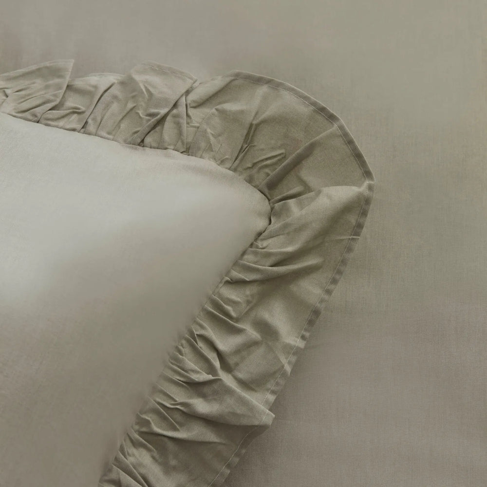 " Karaca Home Pure Ruffle 100% Baumwolle Doppel Bettbezug Sage "