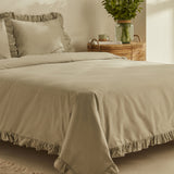 " Karaca Home Pure Ruffle 100% Baumwolle Doppel Bettbezug Sage "