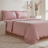 " Karaca Home Pure Ruffle 100% Baumwolle Doppelbett Bettwäsche Set Puder "