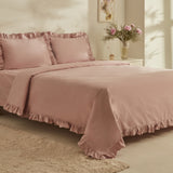 " Karaca Home Pure Ruffle 100% Baumwolle Doppelbett Bettwäsche Set Puder "