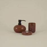 " Karaca Home Olivia 3-teiliges Badezimmer-Accessoire-Set in Pflaumenfarbe "