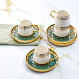 " Karaca Verde 12-teiliges Porzellan Espresso Türkischer Kaffeetassen-Set für 6 Personen, 100 ml, Mehrfarbig "