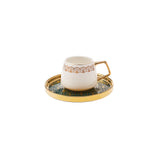" Karaca Verde 12-teiliges Porzellan Espresso Türkischer Kaffeetassen-Set für 6 Personen, 100 ml, Mehrfarbig "