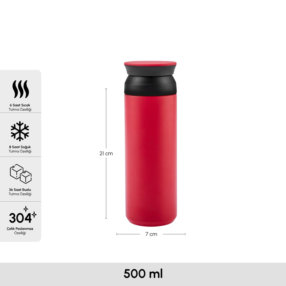 " Karaca Rainbow Edelstahl Auslaufsicherer Thermosflasche 500 ml Rot "