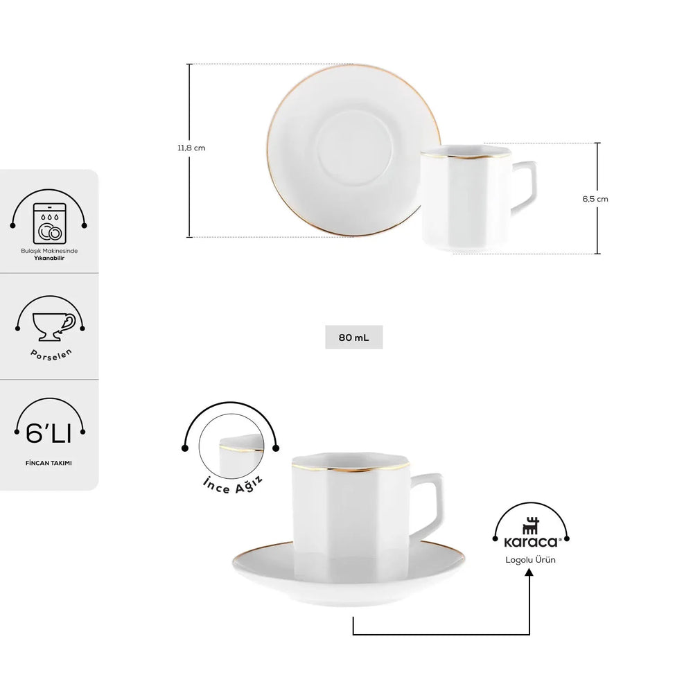 " Karaca Vezir 6 Personen Kaffeetassen-Set 80 ml "