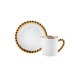 " Karaca Boncuk 12-teiliges Bone China Espresso Türkisch-Kaffeetassen-Set für 6 Personen, 80 ml, Weiß Gold "