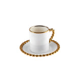" Karaca Boncuk 12-teiliges Bone China Espresso Türkisch-Kaffeetassen-Set für 6 Personen, 80 ml, Weiß Gold "