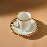 " Karaca Boncuk 12-teiliges Bone China Espresso Türkisch-Kaffeetassen-Set für 6 Personen, 80 ml, Weiß Gold "