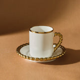 " Karaca Boncuk 12-teiliges Bone China Espresso Türkisch-Kaffeetassen-Set für 6 Personen, 80 ml, Weiß Gold "