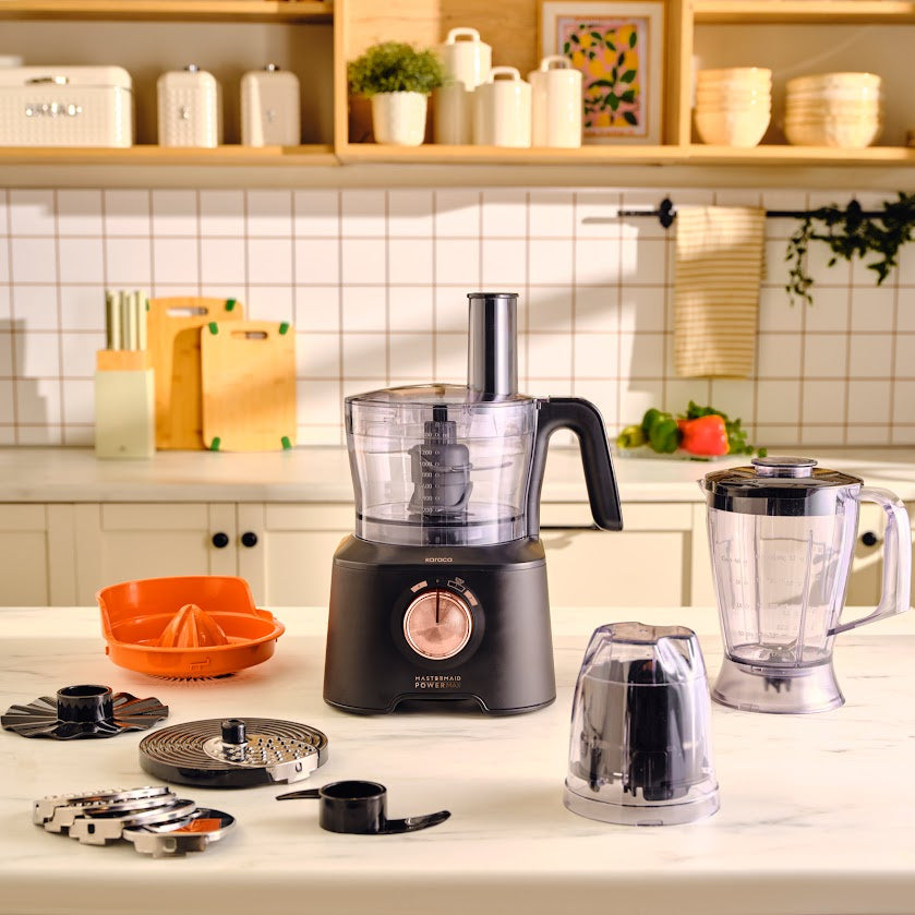 " Karaca Mastermaid Power Max 11 in 1 Küchenroboter, Kupfer Schwarz Matt, 2500 W "