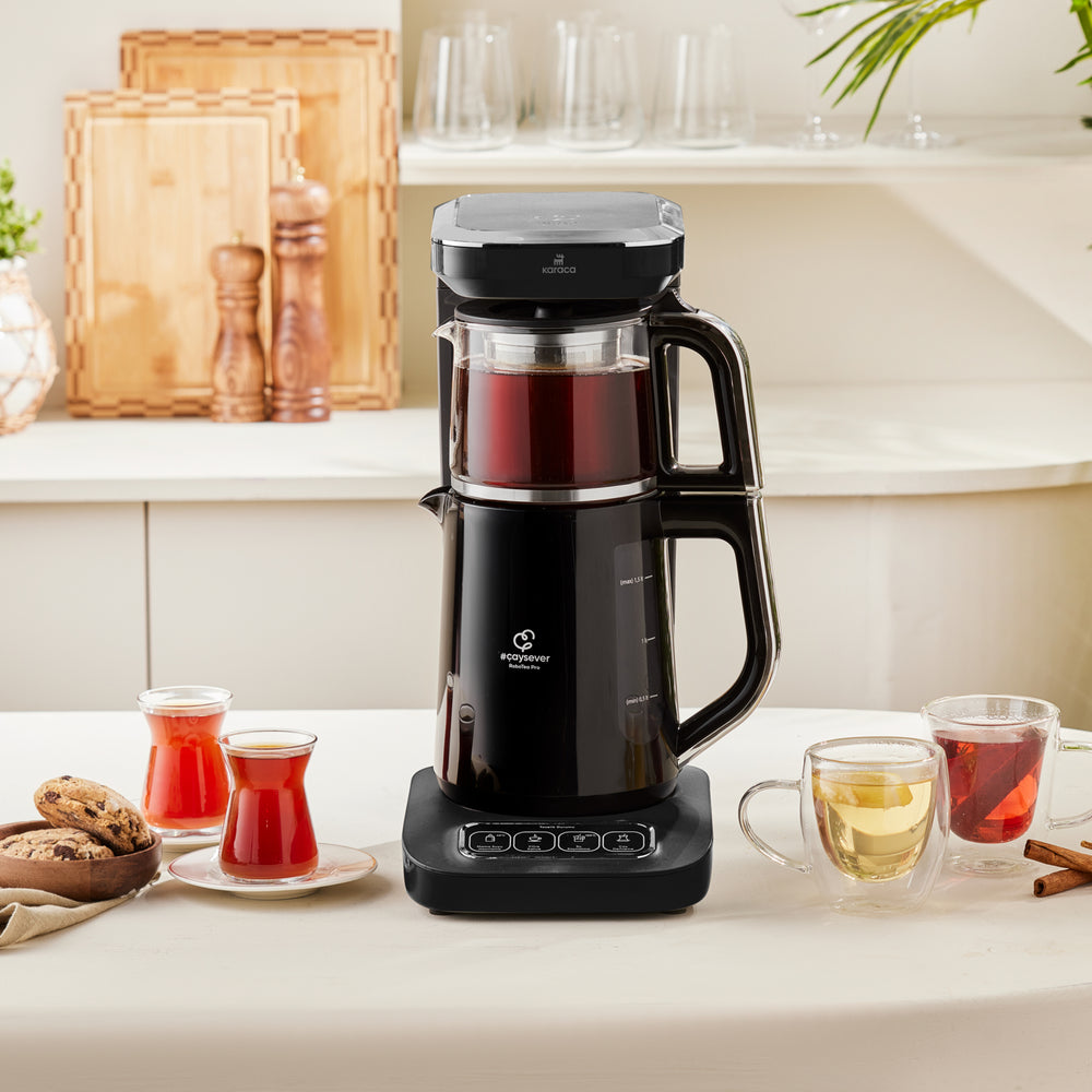 " Karaca Caysever Robotea Pro 4 in 1 sprechender automatischer Teekocher Wasserkocher und Filterkaffeemaschine 2500W Chrome "