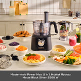 " Karaca Mastermaid Power Max 11 in 1 Küchenroboter, Schwarz-Silber Matt, 2500 W "