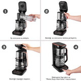 " Karaca Çaysever Robotea Pro 4 in 1 Sprechende Automatische Glas-Teemaschine, Wasserkocher und Filterkaffeemaschine 2500W Schwarz Kupfer "