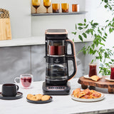 " Karaca Çaysever Robotea Pro 4 in 1 Sprechende Automatische Glas-Teemaschine, Wasserkocher und Filterkaffeemaschine 2500W Schwarz Kupfer "