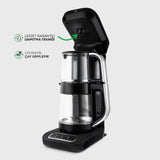 " Karaca Çaysever Robotea Pro 4 in 1 Sprechende Automatische Glas-Teemaschine, Wasserkocher und Filterkaffeemaschine, Schwarz Chrom, 2500W "