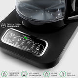 " Karaca Çaysever Robotea Pro 4 in 1 Sprechende Automatische Glas-Teemaschine, Wasserkocher und Filterkaffeemaschine, Schwarz Chrom, 2500W "