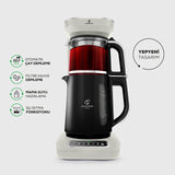 " Karaca Caysever Robotea Pro 4 in 1 sprechender automatischer Teekocher Wasserkocher und Filterkaffeemaschine, Starlight, 2500W "