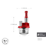 " Karaca Mastermaid ProSteel Glas-Küchenmaschine mit Langem Mixfuß, 6 Klingen, 2500 W Imperial Red "