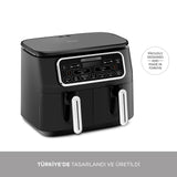 " Karaca Air Cook Duo Hausmannskost XXXL 8 Liter Heißluftfritteuse, Black Chrome, 8 Personen, 2500W "