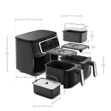 " Karaca Air Cook Duo Hausmannskost XXXL 8 Liter Heißluftfritteuse, Black Chrome, 8 Personen, 2500W "