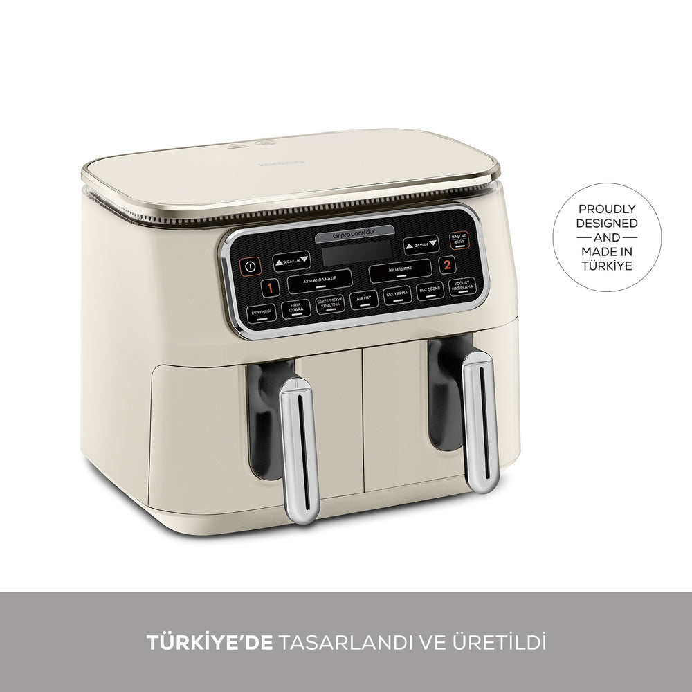" Karaca Air Cook Duo Hausmannskost XXXL 8 Liter Airfryer, Starlight, 8 Personen, 2500W "