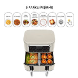 " Karaca Air Cook Duo Hausmannskost XXXL 8 Liter Airfryer, Starlight, 8 Personen, 2500W "