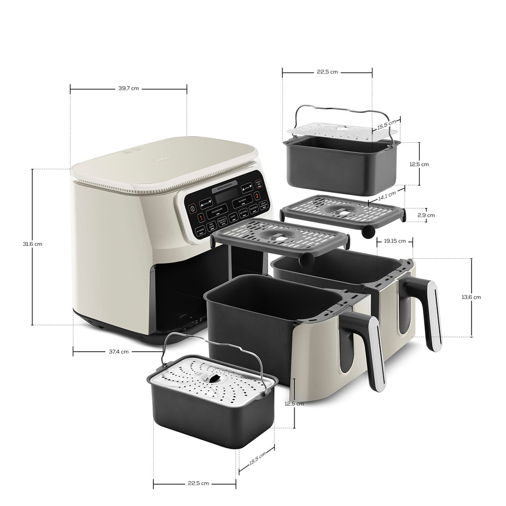 " Karaca Air Cook Duo Hausmannskost XXXL 8 Liter Airfryer, Starlight, 8 Personen, 2500W "